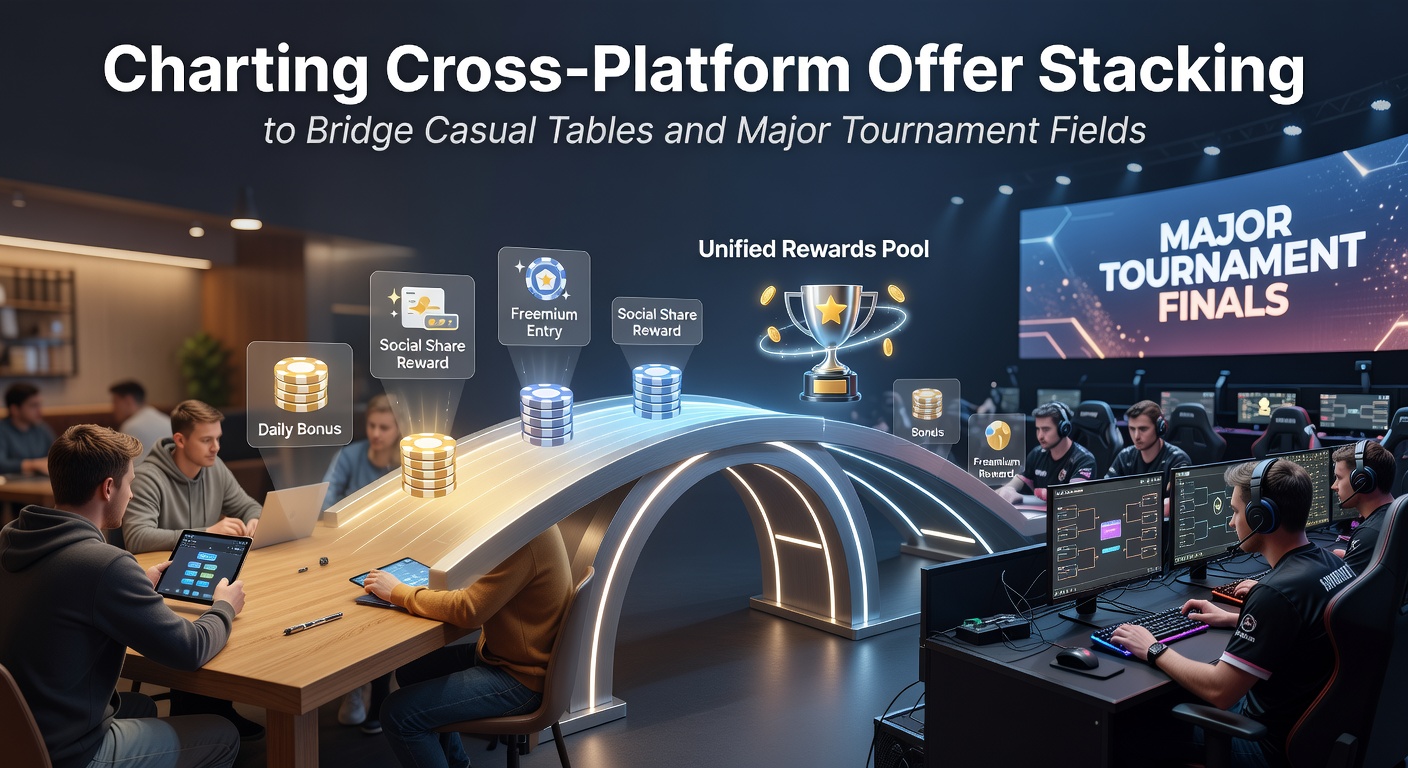 Visualisierung von Cross-Platform-Offer-Stacking in Poker-Plattformen mit Tabellen und Turnierfeldern
