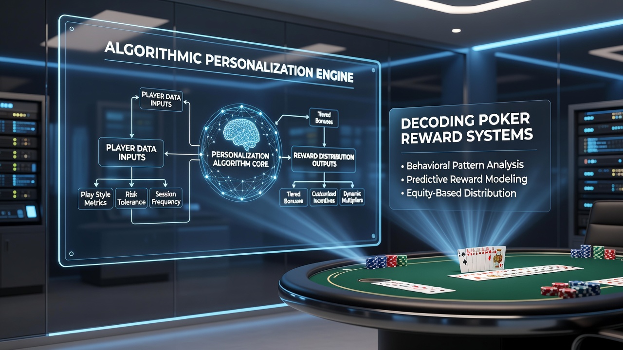 Darstellung von Datenflüssen und Belohnungsalgorithmen in Poker-Reward-Systemen