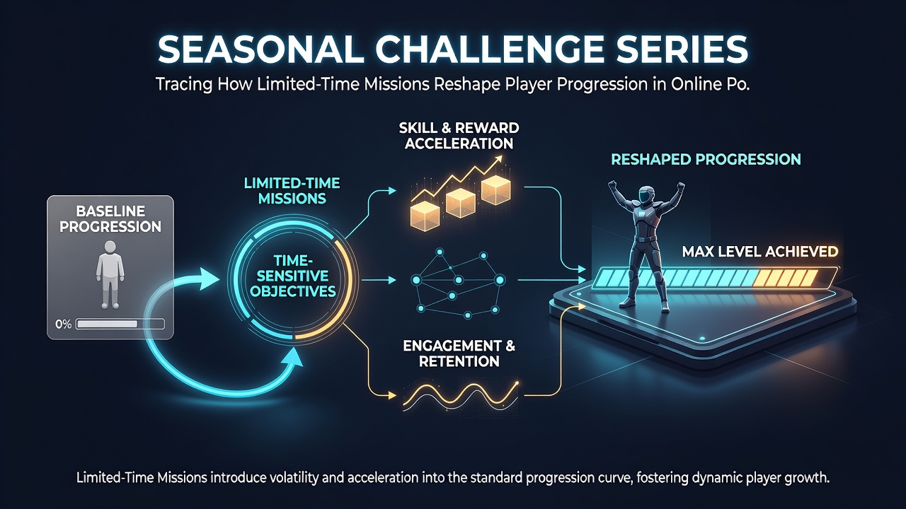 Visualisierung der Spielerprogression durch saisonale Challenges mit Diagrammen und Belohnungspfaden